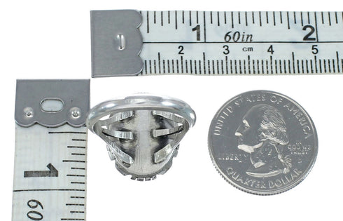 Native American Navajo Sterling Silver White Opal Ring Size 7-3/4 JX128995